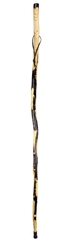 SE WS622-54MC  Natural Wood Walking Stick with Hand Carved Bearded Old Man Design, Steel Spike and Metal-Reinforced Tip Cover, 55
