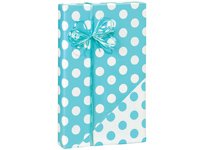 Turquoise & White REVERSIBLE Polka Dot Gift Wrap Wrapping Paper - 16ft Roll