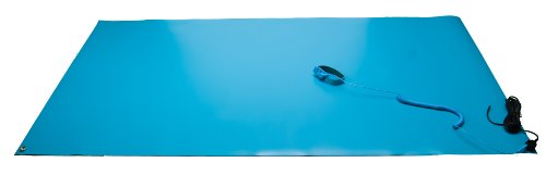 

ESDProduct Rubber High Temperature Mat Kit with Wrist Strap and 15' Ground Cord, 5/64" Thick, 8' Length, 3' Width, Blue
