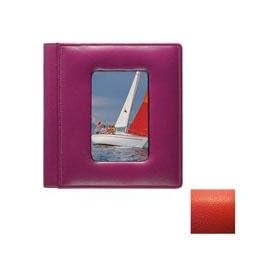 RODEO RED pebble grain leather #169 window 2-up album by Raika - 4x6