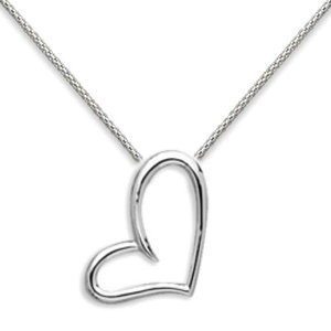 

Floating Heart Open Slide Pendant Rhodium Plated Over Sterling Silver, 30-inch Chain Included