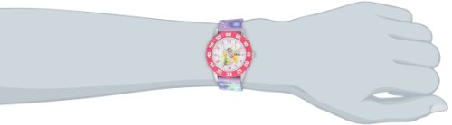 

Disney Kids' W000271 Fairies Stainless Steel Time Teacher Watch with Patterned Strap