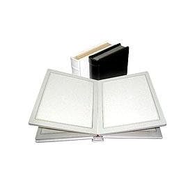 Adorama Pro Photo Album, White Leatherette Cover with 12 Library Bound Off White Pages, Holds 24 8x10 Prints