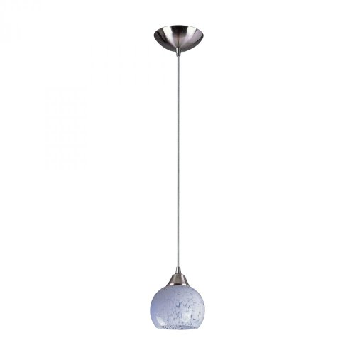 

One Light Satin Nickel Snow White Glass Down Mini Pendant Light Fixture