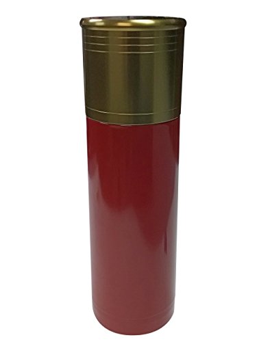 Red 25 oz Duck Commander Shotshell Easy One Touch System Double Wall Vacuum Insulated Thermal Bottle Shot Gun Shell Vacuum Sealed Insulated Thermos Bottle 24 Hours Cold 12 Hours Hot 12 Ga Separate Bullet Cup Great for Hiking Camping Fishing Perfect for Hunting and Hunters Too! BPA free food grade stainless steel