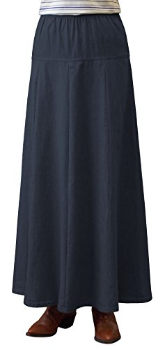 Womens Ultra Soft Lightweight Denim Fit and Flare A-Line Maxi Skirt