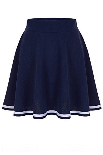 Super Cute Stripe Trim A-line Flared Skater Mini Skirt