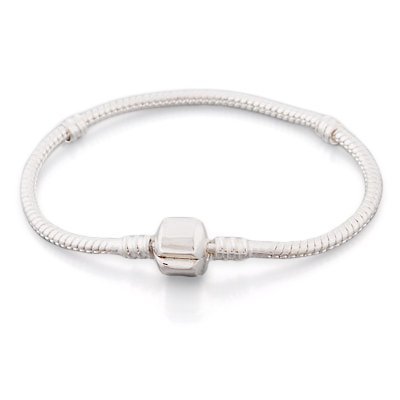 Andante-Stones - de plata de ley 925 sólida, pulsera de plata 18 CM 18CM con cierre a presión para cuentas...