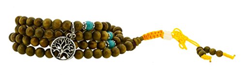 Tibetan 8mm Green Sandalwood Scented 108 Prayer Beads, Tibetan Mala Wrap Bracelet