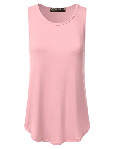 DRESSIS Women's Basic Flowy Relaxed Loose Fit Soft Knit Tank Top S-3XL (15 Colors)