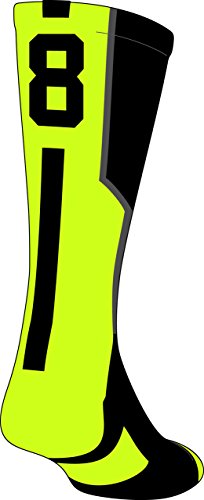 TCK Player Id Black/Electric Green Custom Number Crew Sock