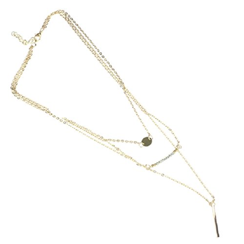 Mokingtop® Women Bang Bang Multilayer Crystal Pendant Gold Chain Statement Necklace