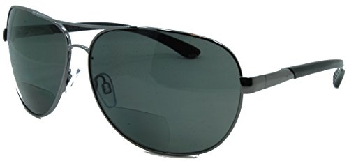 In Style Eyes® C Moore Polarized Aviator Nearly Invisible Line Bifocal Sunglasses