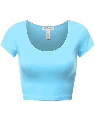 FPT Womens Basic Short Sleeve Scoopneck Crop Top