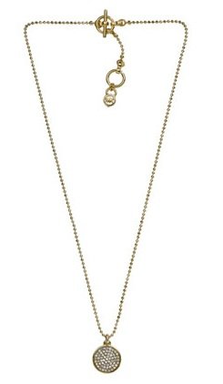 Michael Kors Gold Pave Disc Necklace