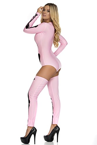 

Forplay Women's Petite Bone Collector Bodysuit Thigh Highs and Garter Straps