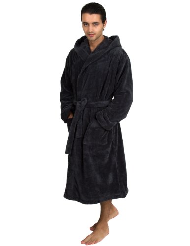 TowelSelections Men's Hooded Plush Bathrobe Spa Robe Made in Turkey