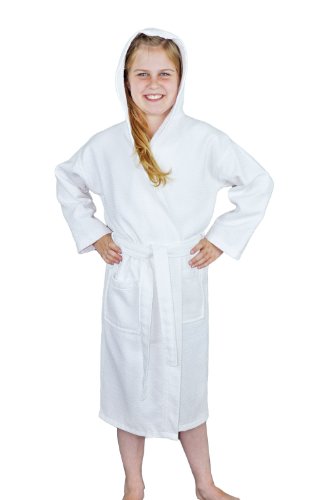 Soft Touch Linen Girls and Boys Kids Hooded Terry Turkish Robe Bathrobe 100% Cotton