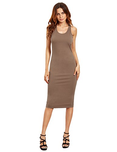 MakeMeChic Women's Sleeveless Tank Basic Racerback Midi Dress