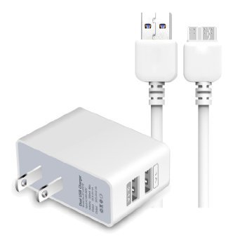 Samsung Galaxy S5 Charger, NOOT PRODUCTS 2 Port 10W USB Wall Charger with 3 Feet Micro USB 3.0 Charging Cable for Samsung Galaxy S5, Galaxy Note 3, Tab Pro, Note Pro