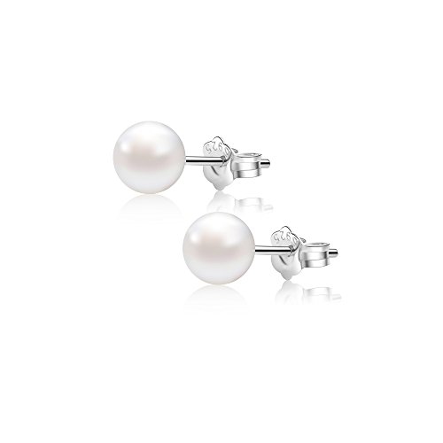 Sterling Silver Stud Earrings Freshwater Cultured Pearl Handpicked AAA Quality White