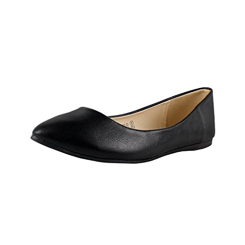 Bella marie Angie-52 Women's Classic Pointy Toe Ballet PU Slip On Flats