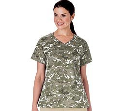 White Swan Women's Overlap V-Neck Scrub Top Camo and Assorted Colors