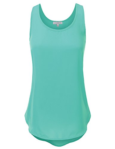 JJ Perfection Women's Plain Scoop Neck Woven Tank Top
