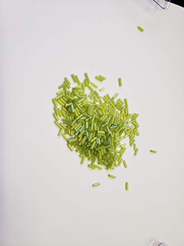 Algopix Similar Product 20 - CF - Lime Green Iridescent Tube Beads