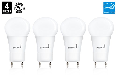 Hyperikon LED GU24 base, A19 Shape, 12W (60-Watt Equivalent), ENERGY STAR, Dimmable, 3000K (Soft White Glow), 800 Lumens, 340°, UL-Listed - (Pack of 4)