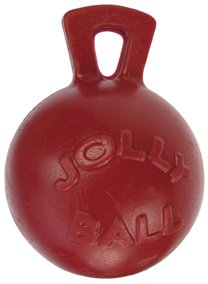 Jolly Pets Tug-n-Toss - Heavy Duty Chew Ball w/ Handle (Red, 10
