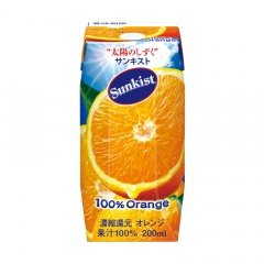 森永乳業 サンキスト100%オレンジ(プリズマ容器）200ml紙パック×24本入