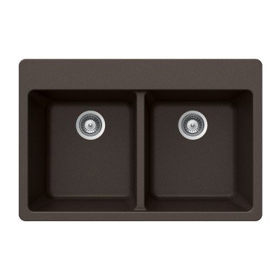 

Houzer M-200 MOCHA Quartztone Series Granite Top Mount 50/50 Double Bowl Kitchen Sink, Mocha