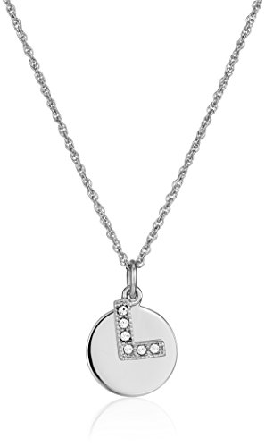 Sterling Silver Crystal Block Initial and Disc Pendant Necklace, 18