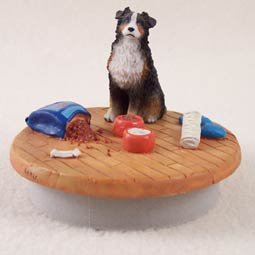 

Australian Shepherd Tricolor w/Docked Tail Candle Topper Tiny One "A Day at Home" (Set of 6)