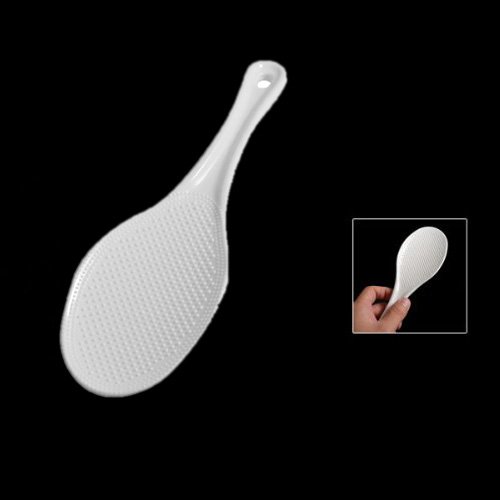 

TOOGOO(R) Kitchen Dotted White Plastic Flat Rice Scoop Paddle Meal Spoon