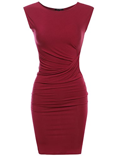 Awesome21 Women's Sleeveless Midi Dress with Side Tuck