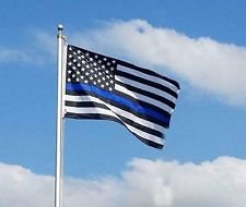 TripleRValue | Thin Blue Line American Flag | Durable Polyester | Supporting Local Law Enforcement | With Brass Grommets | 3 X 5 Foot