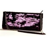LaRegale Sequence Evening Clutch Purse Handbags- Plum