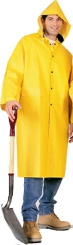 PVC Knee Length Yellow Raincoat, Size Medium