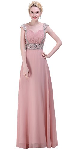 BISLU Chiffon A-line Beading Long Bridesmaid Dress Prom Evening Gown