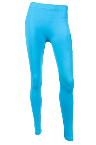 Sofra Women's Full Length Color Leggings-Aqua Blue