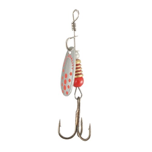 

Fishing Red Dotted Silver Tone Metal Sheet Fish Lure Bait w Triple Hooks