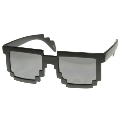 zeroUV - Pixelated 8-Bit Black Sunglasses CPU Gamer Geek Novelty Glasses