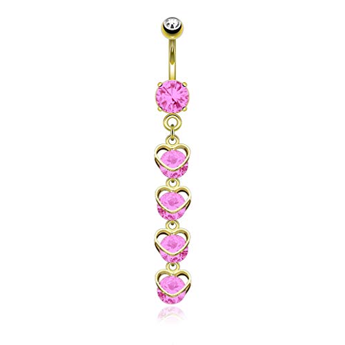 Algopix Similar Product 9 - Pierce2GO 14G 316L Gold Heart Cascade