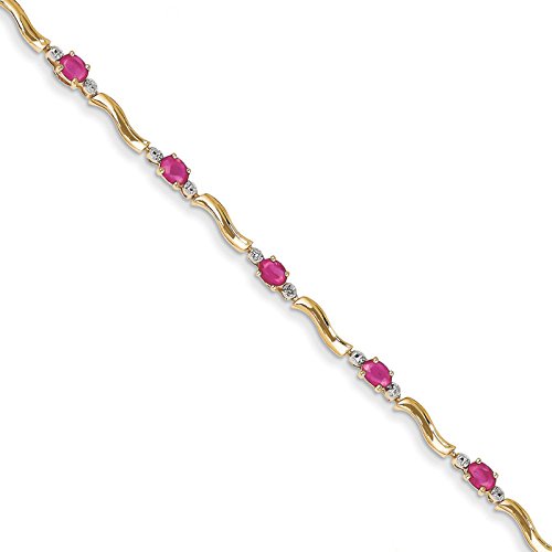 

14k Yellow Gold Diamond & African Ruby Bracelet Carat Wt- 0.1ct. Gem Wt- 2.25ct