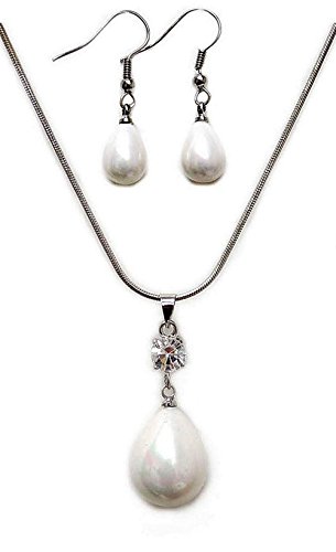 Algopix Similar Product 18 - Linpeng Pearl Bead Necklace  Earrings
