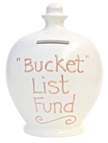 

Terramundi Money Pots - "Bucket" List Fund - Cream with Gold Lettering