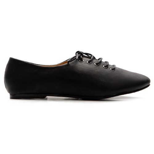 

Ollio Women's Ballet Flat Shoe Lace Up Multi Color Oxford