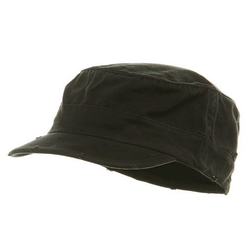 Washed Cotton Fitted Army Cap-Black W32S33F